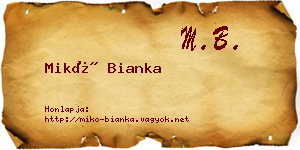 Mikó Bianka névjegykártya