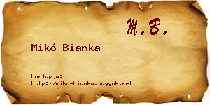 Mikó Bianka névjegykártya